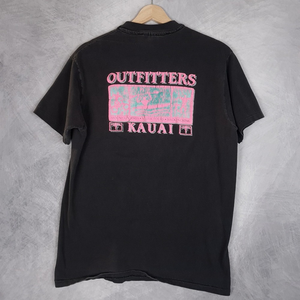 Vintage Outfitters Kauai Shirt Mens Large Black Kayak Hiking Graphic 90s USA - Picture 8 of 16
